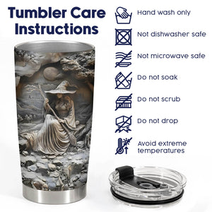 365Gifty personalized witch tumbler with fantasy witch design and care instructions for hand washing