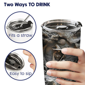 365Gifty personalized witch tumbler showing two ways to drink with straw or easy sip lid in hand