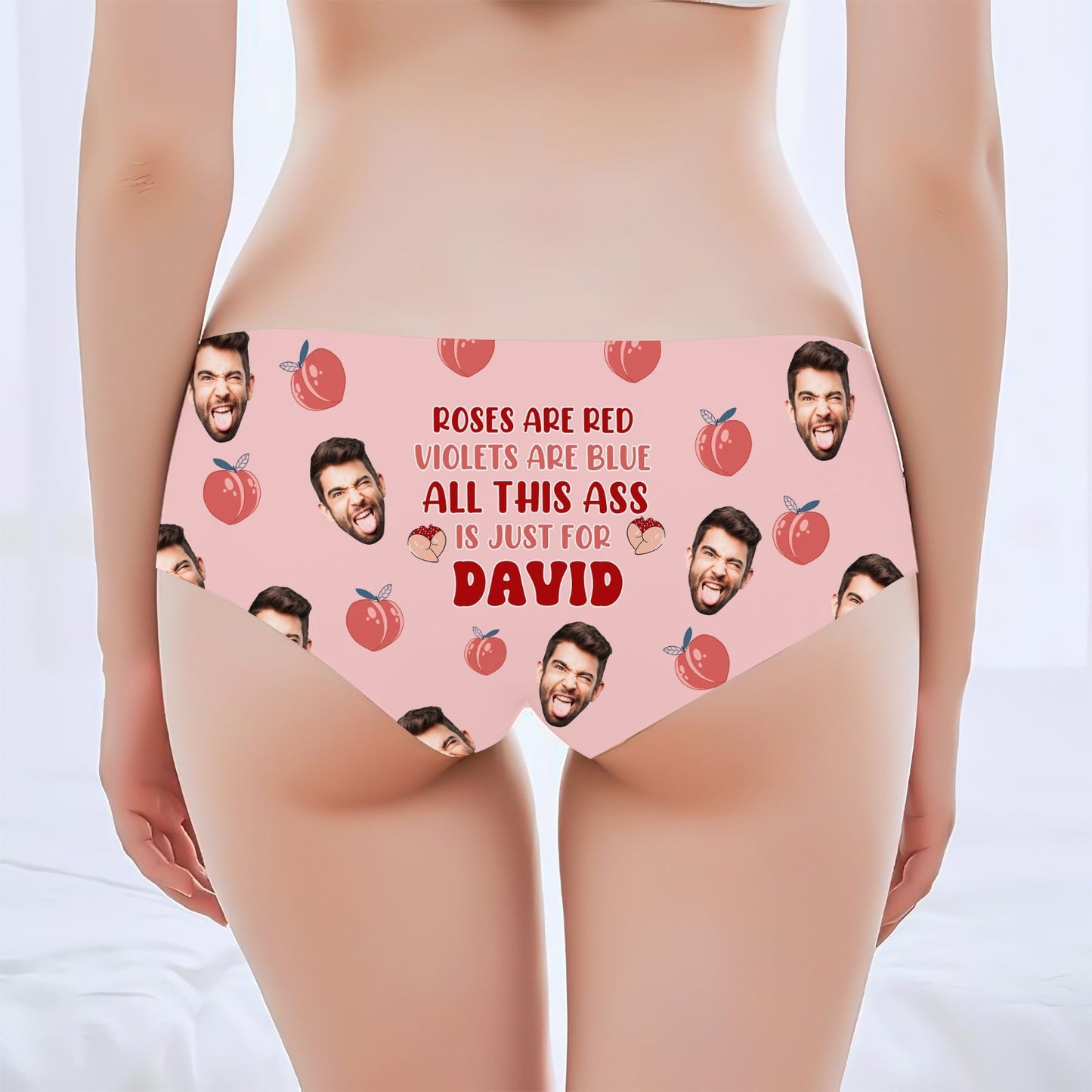 Personalized women underwear featuring fun design with custom text and images for a unique gift