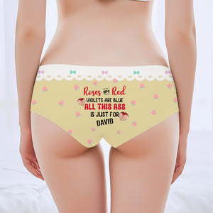 Personalized women underwear featuring playful poem with colorful graphics and lace trim for custom gifting