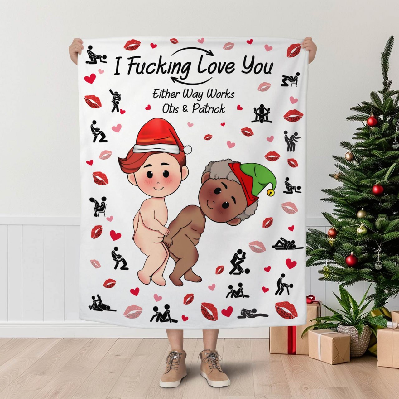 Couple - I Fucking Love You (Either Way Works) - Personalized Blanket