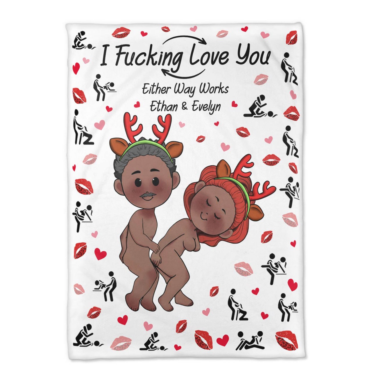 Couple - I Fucking Love You (Either Way Works) - Personalized Blanket