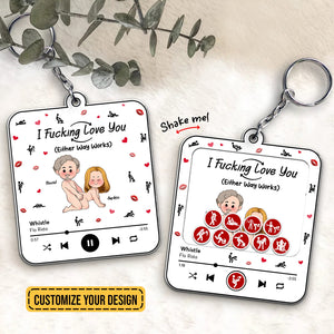 Customizable romantic shaking keychain with playful love-themed designs and music controls