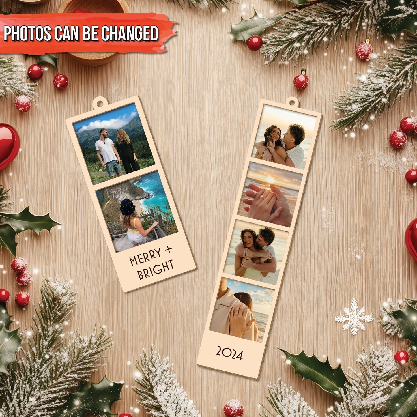 365Gifty personalized Christmas photo ornament with multiple photo slots and holiday decorations
