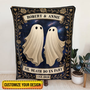 Ceramic white mug with blue butterfly sisters design and custom names 365Gifty personalized Halloween blanket for couples