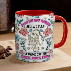 Cream sweatshirt mockup with dancing skeletons and custom names Dorothy Linda Christine as a personalized halloween mug design