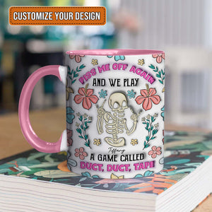 personalized halloween mug white ceramic with blue butterfly sisters design and customizable names