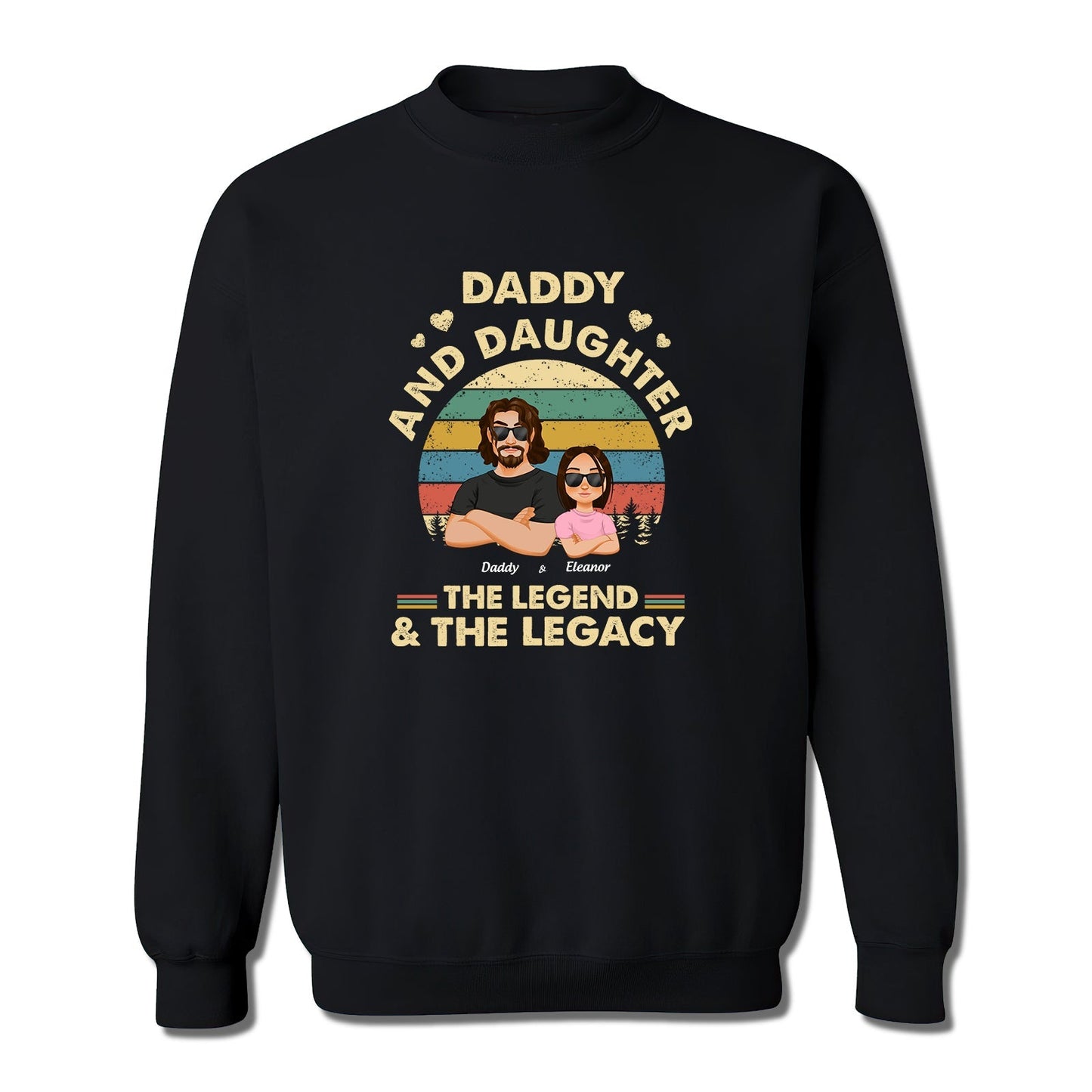 Black Daddy and Daughter the legend and the legacy shirt sweatshirt with vintage design and cartoon characters