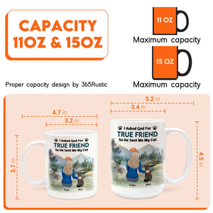 Unique pet memorial mug featuring a heartfelt design for cat lovers with personalized names