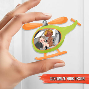 Unique shaking keychain for couples featuring a playful helicopter design with customizable options