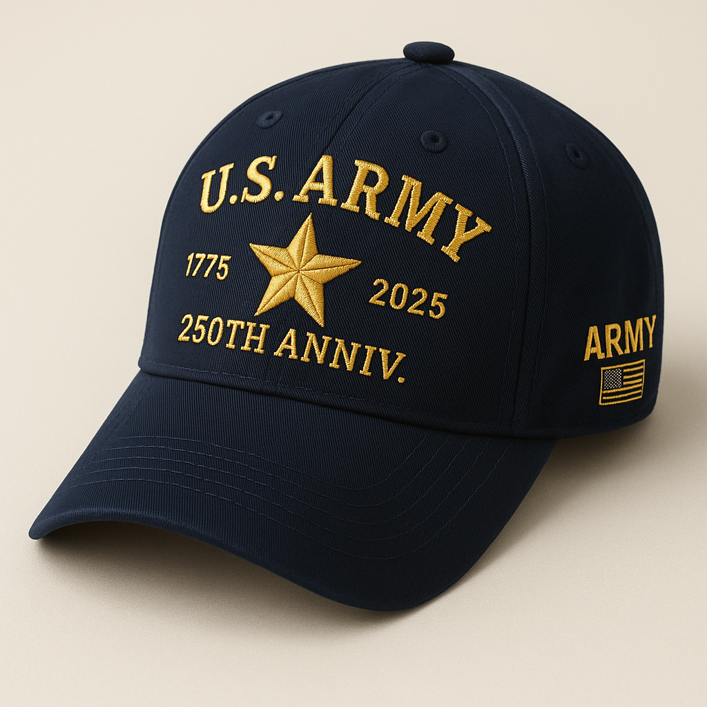 365Gifty U.S. Army 250th Anniversary Cap with gold embroidery and black fabric