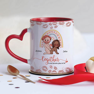 365Gifty personalized couple mug with heart-shaped handle and custom names Joshep and Julia
