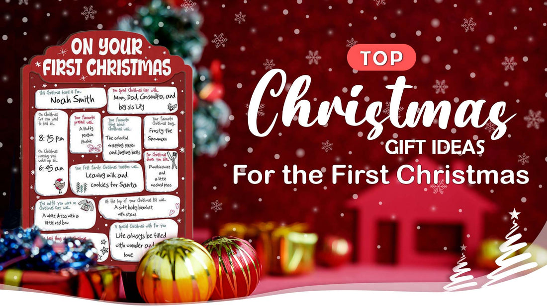 Top Christmas gift ideas for the first Christmas with festive decorations and wrapped presents