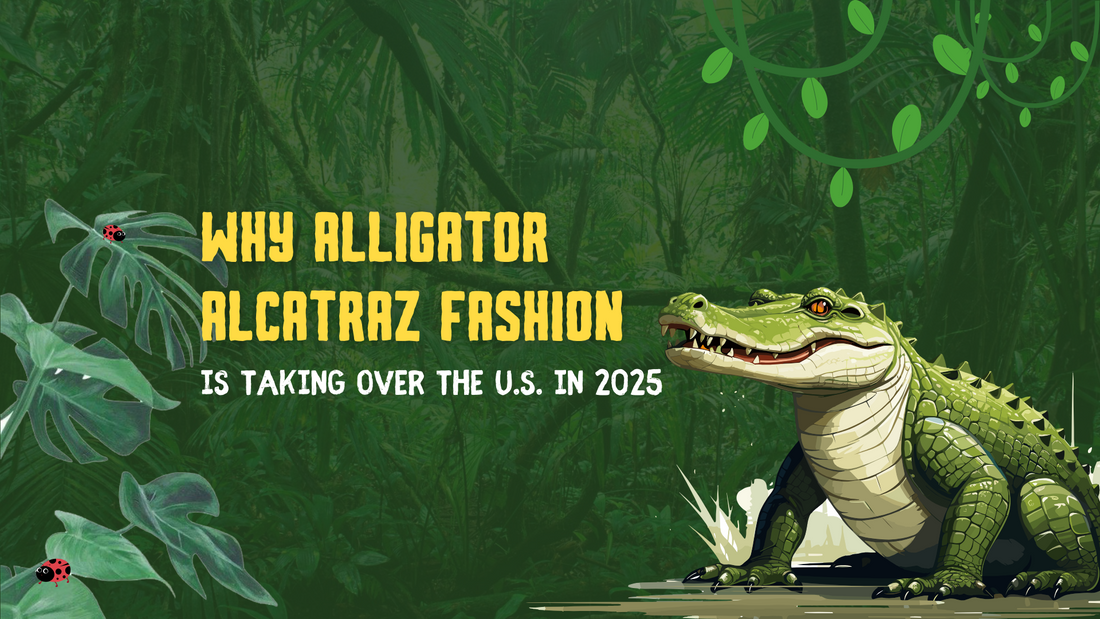 Why Alligator Alcatraz Fashion is taking over the U.S. in 2025 with a cartoon alligator in a jungle background