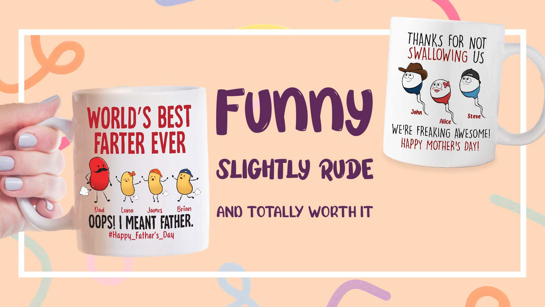 Funny and slightly rude coffee mugs with humorous messages perfect for mug gift ideas