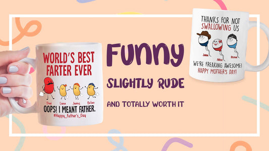 Funny and slightly rude coffee mugs with humorous messages perfect for mug gift ideas