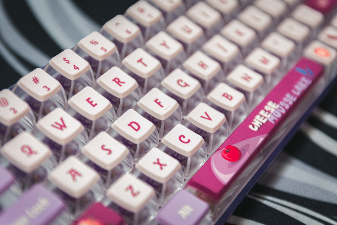 A close up of a keyboard on a table