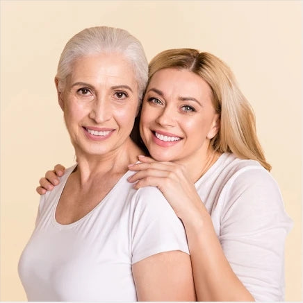 Smiling middle-aged woman hugging senior woman showing love and warmth for personalized gifts for mom