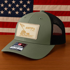ANTIFA Richardson 112 Trucker Hat – Vintage American Flag Patch Cap