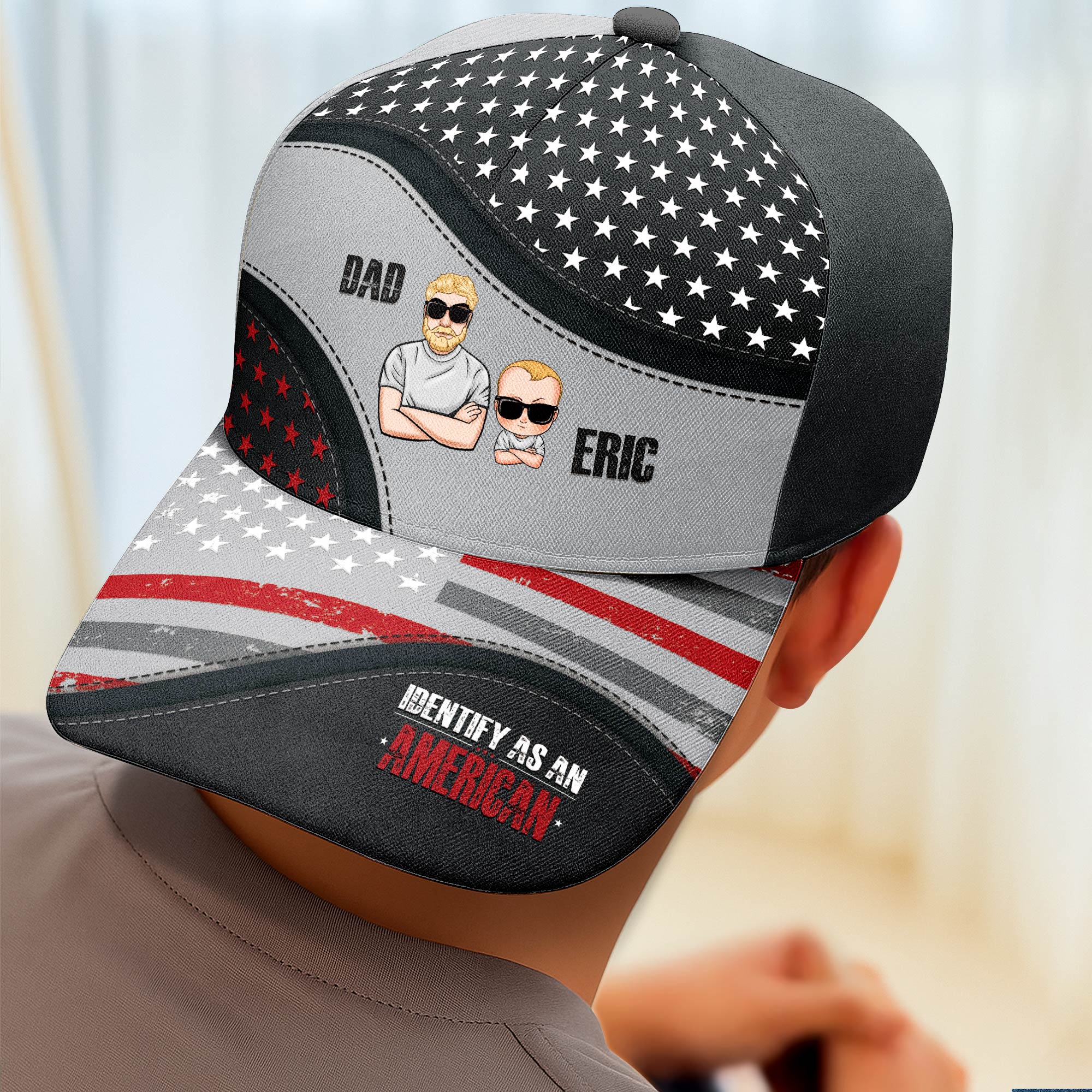 Father - Identify As An American - Personalized Classic Cap