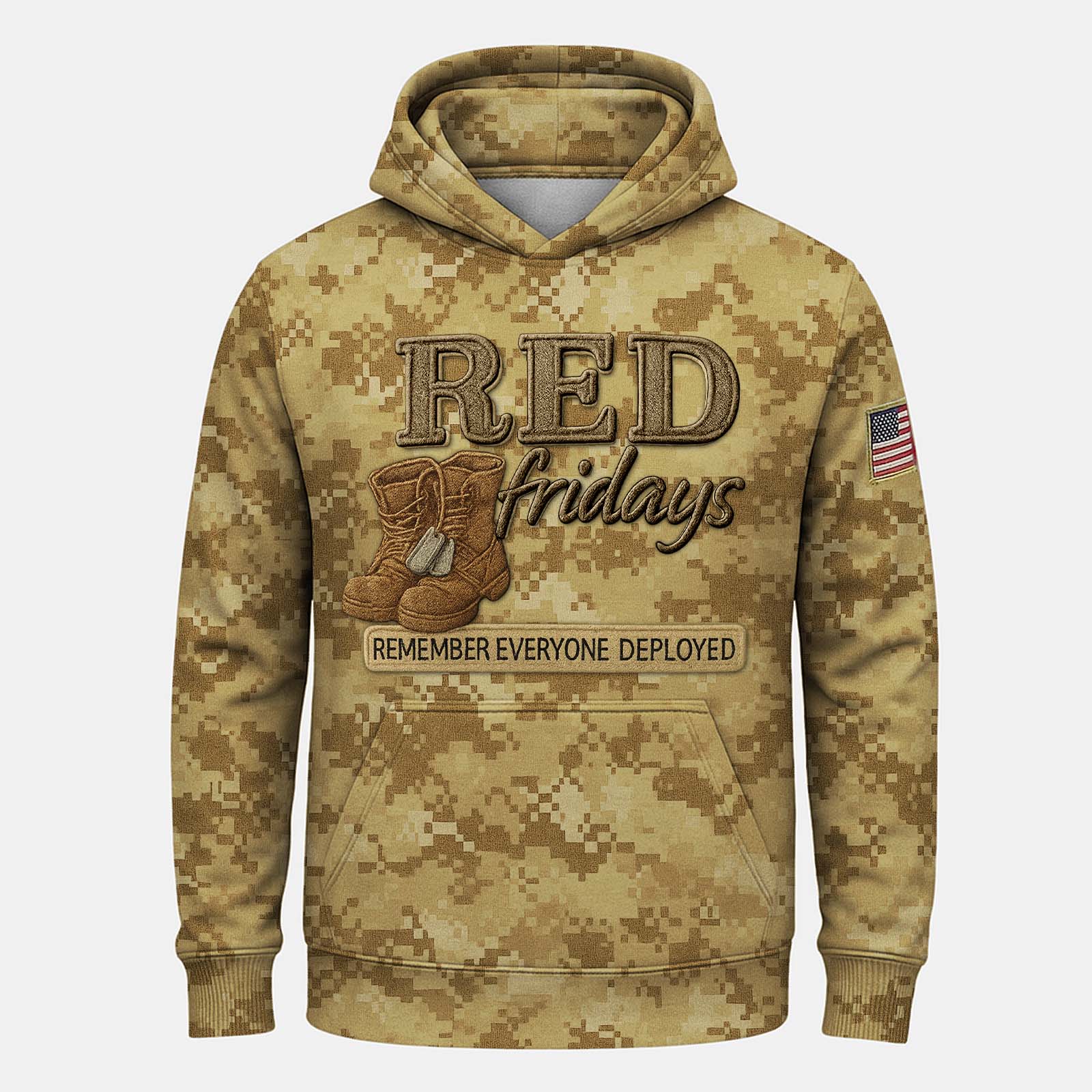 Red Friday All-Over Print Camouflage Apparel Set (T-Shirt, Hoodie, & Cap)
