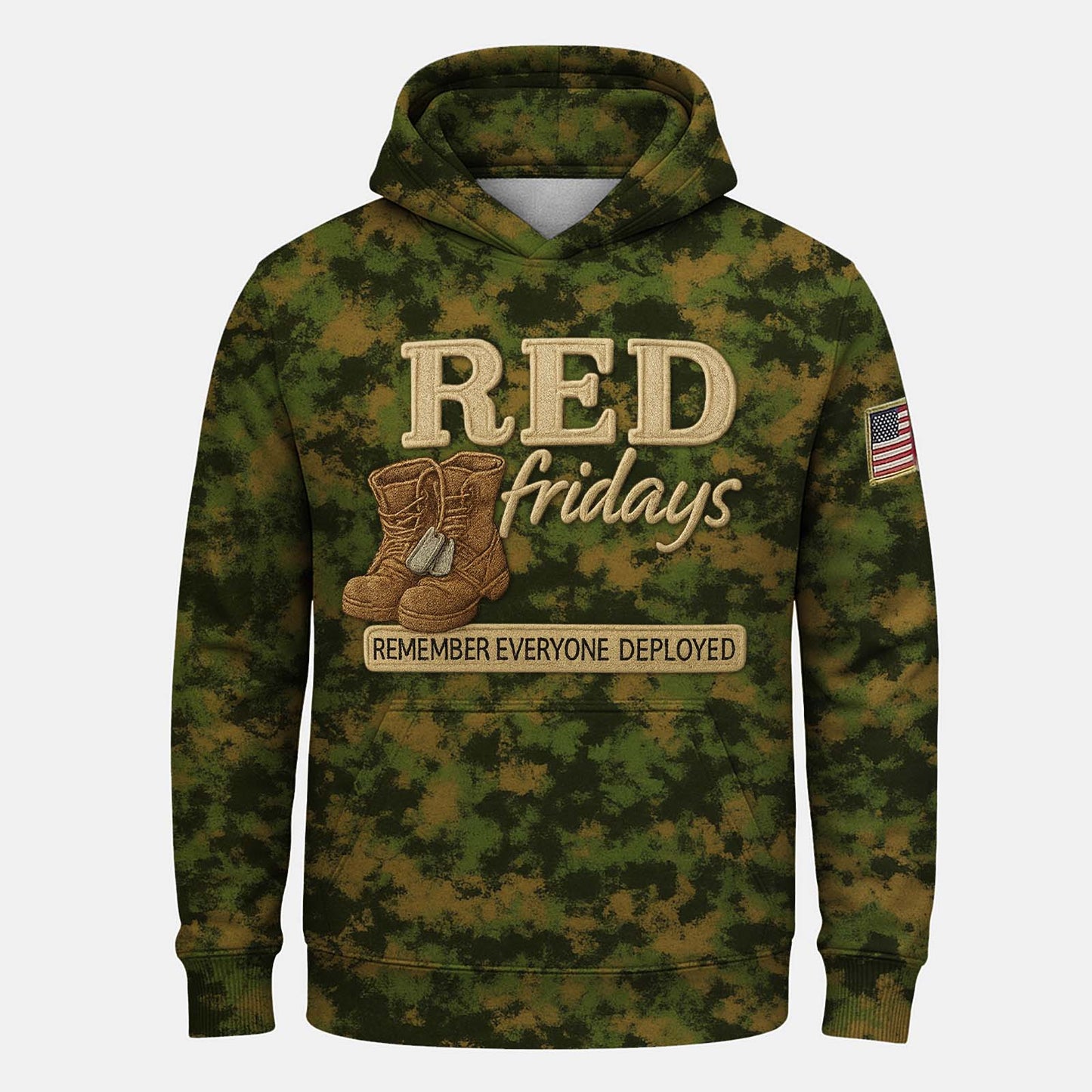 Red Friday All-Over Print Camouflage Apparel Set (T-Shirt, Hoodie, & Cap)