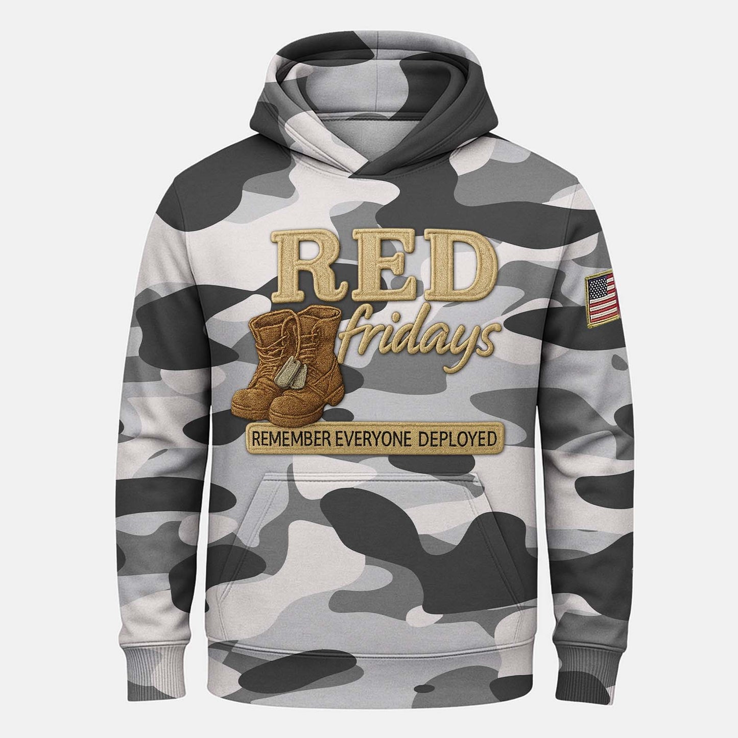 Red Friday All-Over Print Camouflage Apparel Set (T-Shirt, Hoodie, & Cap)