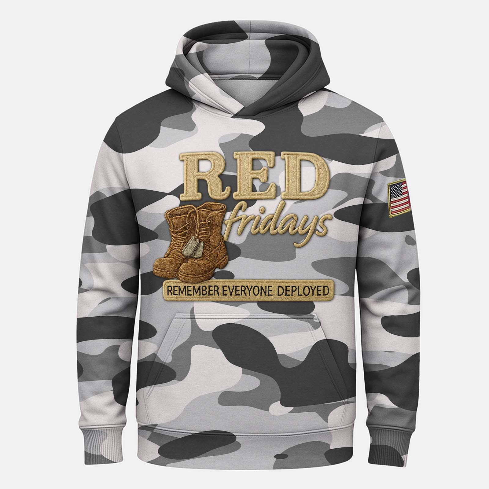 Red Friday All-Over Print Camouflage Apparel Set (T-Shirt, Hoodie, & Cap)