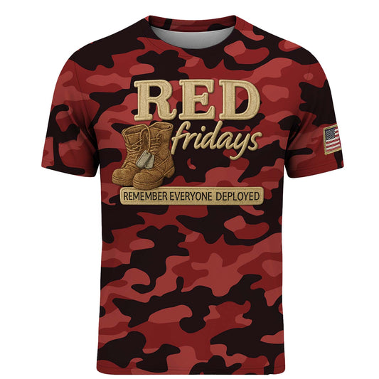 Red Friday All-Over Print Camouflage Apparel Set (T-Shirt, Hoodie, & Cap)