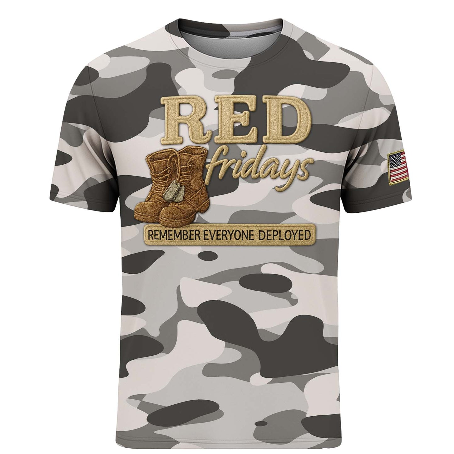 Red Friday All-Over Print Camouflage Apparel Set (T-Shirt, Hoodie, & Cap)