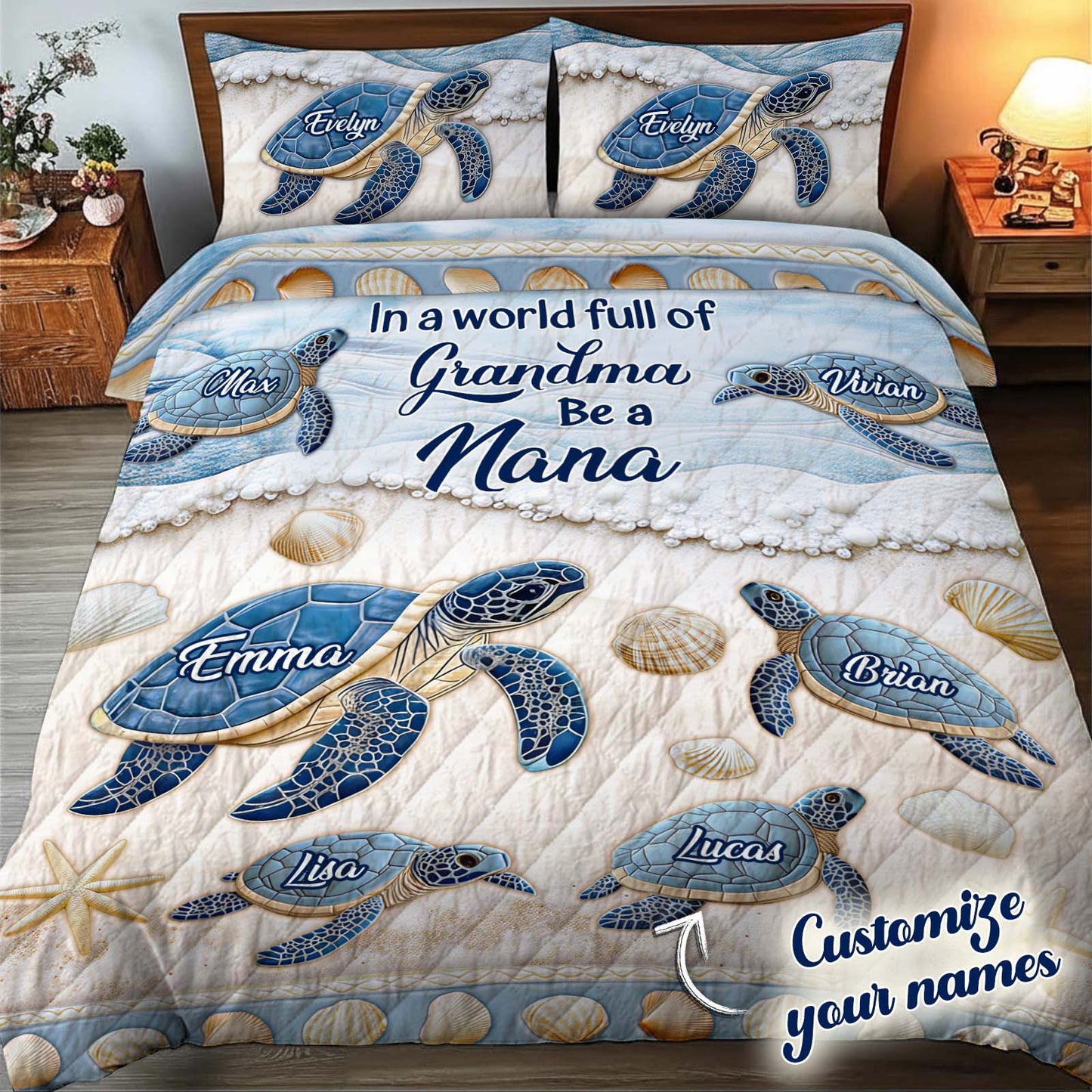 In A World Full Of Grandma - Personalized Quilt Bedding Set