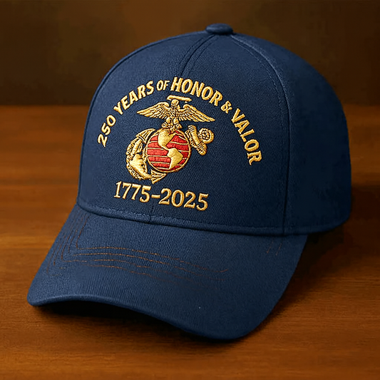 365Gifty 250th Anniversary Hat in navy blue with gold embroidery celebrating 250 years of honor and valor