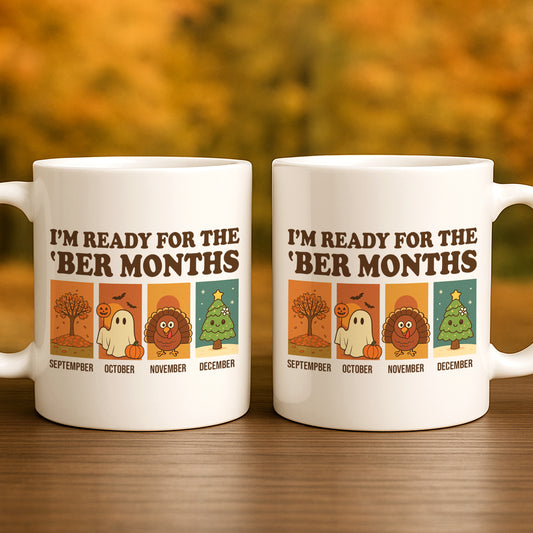 365Gifty Beer Mug with autumn and holiday themed design saying Im ready for the Ber months