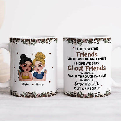 365Gifty custom bestie coffee cup gift featuring illustrated two female best friends and funny friendship quote