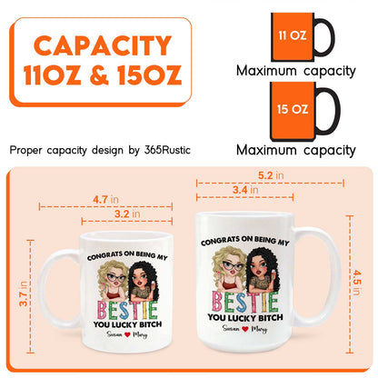 365Gifty white ceramic mugs 11oz and 15oz with illustrated women Congrats on being my BESTIE design custom bestie gift