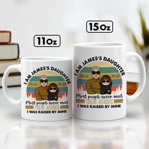 custom family quote mug gift two white 11oz and 15oz mugs showing father and daughter portrait and hero text