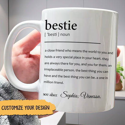 365Gifty bestie definition ceramic mug personalized with names custom friendship gift for office