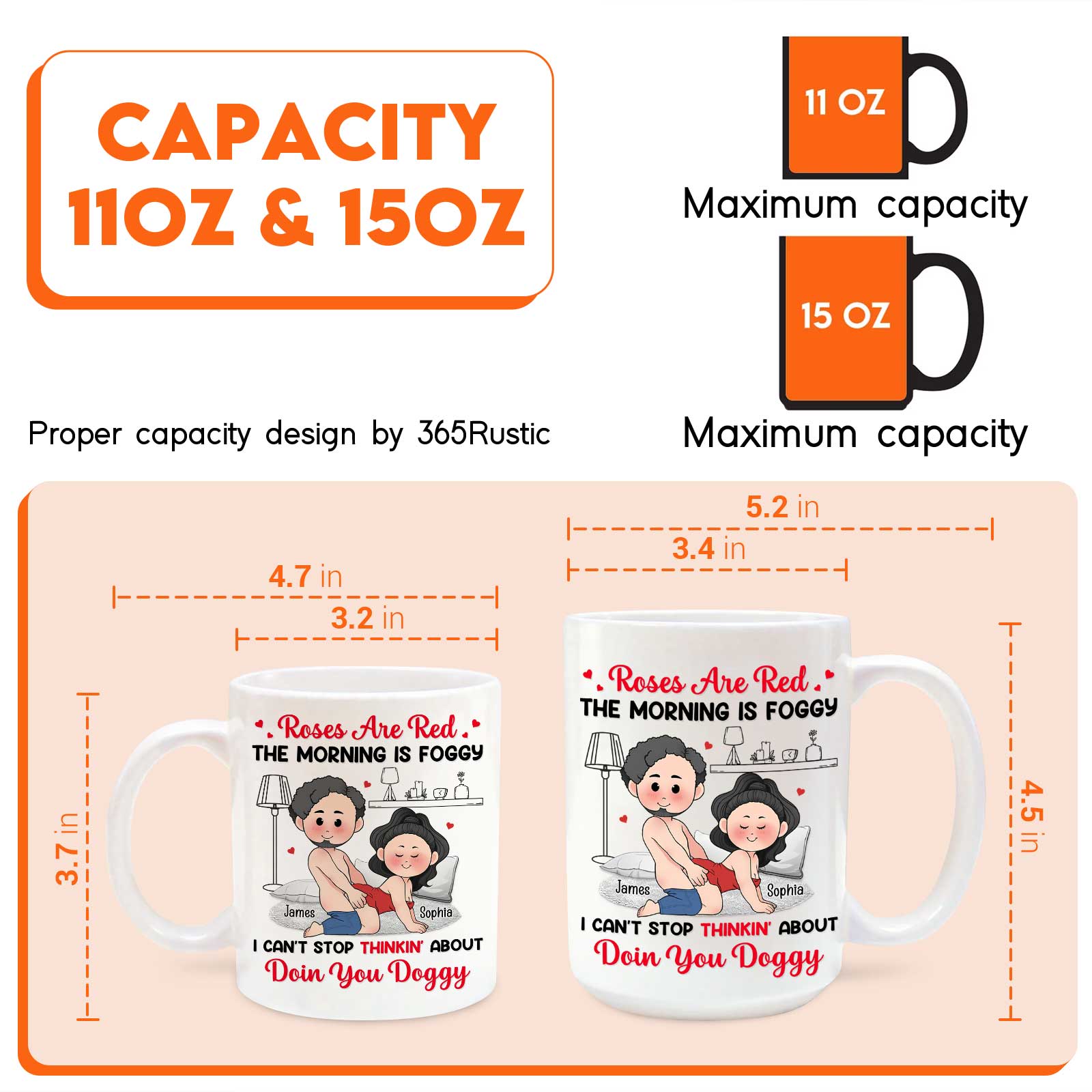 365Gifty personalized mug set with cartoon couple on couch 11oz and 15oz sizes custom romantic gift for couples