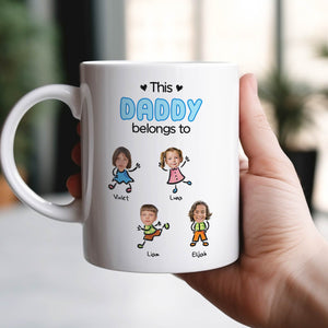 365Gifty family mug for grandma white ceramic mug with This Daddy belongs to design and kids photo caricatures