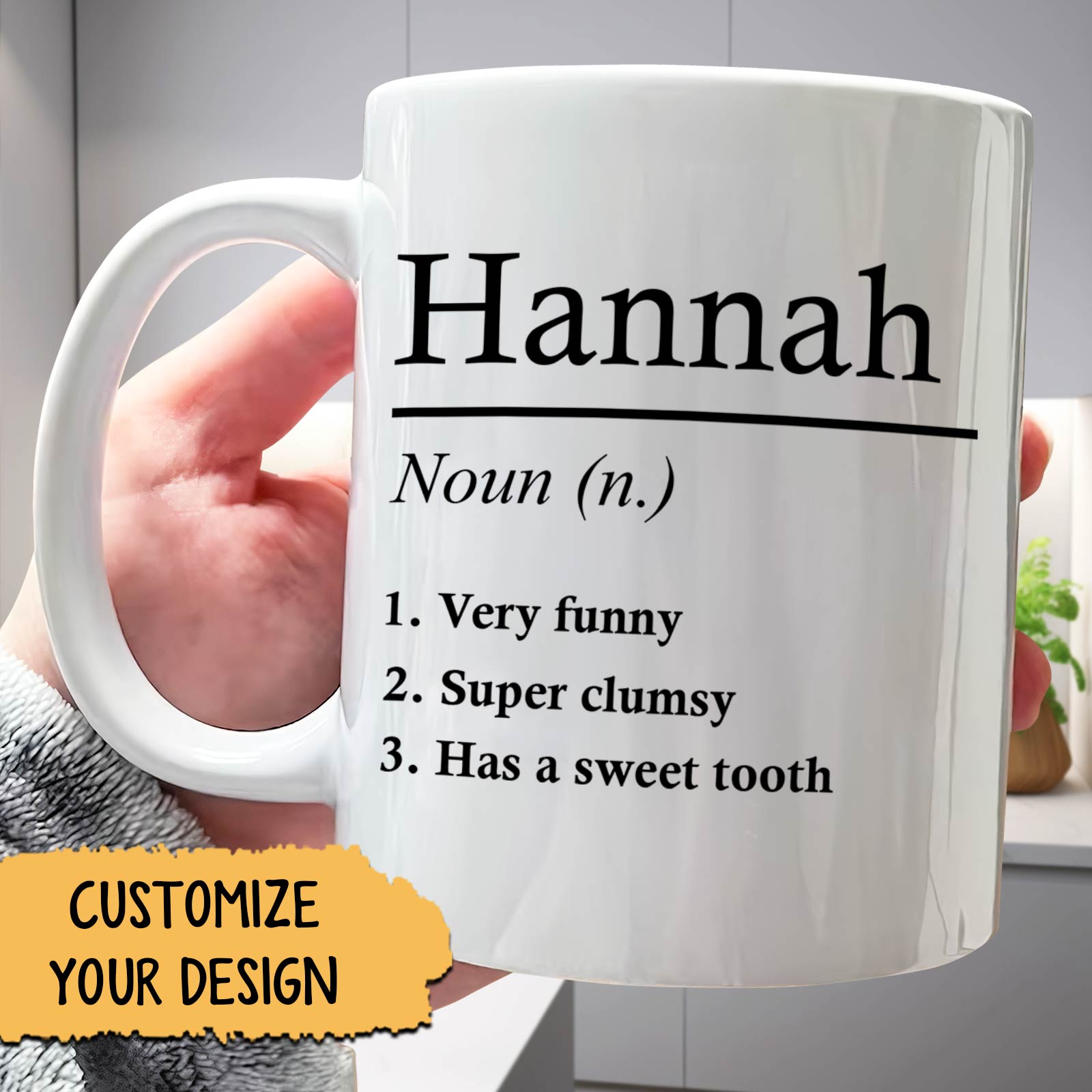 365Gifty personalized white ceramic Hannah mug with humorous noun definitions ideal funny definition mug for family gift