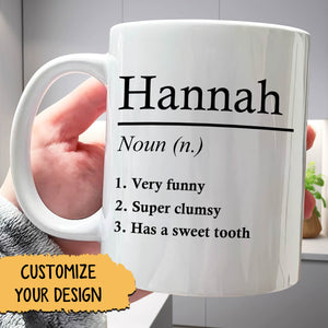 365Gifty personalized white ceramic Hannah mug with humorous noun definitions ideal funny definition mug for family gift