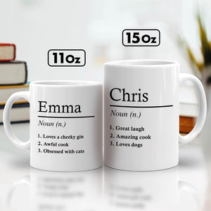 365Gifty personalized white ceramic name mugs 11oz and 15oz with custom text funny definition mug for family gift