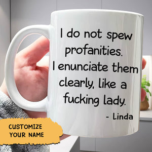 White ceramic personalized mug with bold black text and customizable name idea funny gift for her with name