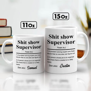 365Gifty white 11oz and 15oz printed novelty mugs funny personalized coworker mug with supervisor definition and name