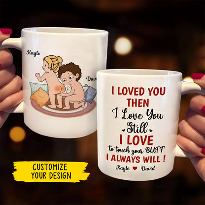 365Gifty personalized white mugs showing playful cartoon couple and cheeky text ideal funny romantic gift for boyfriend