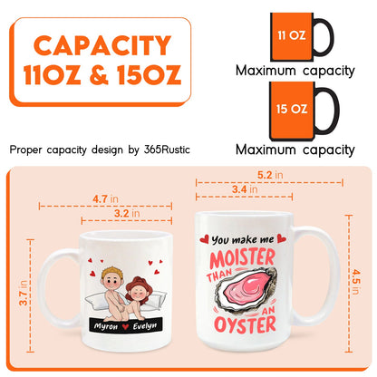 365Gifty white ceramic mugs showing cartoon couple and oyster pun design 11oz and 15oz funny romantic gift for couples