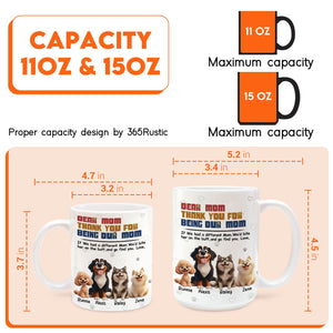 365Gifty ceramic coffee mug with custom dog portraits and thank you text 11oz and 15oz gift for dog lover mom