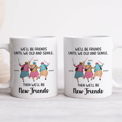 365Gifty personalized best friends mug set showing two white mugs with illustrated women and names new friends