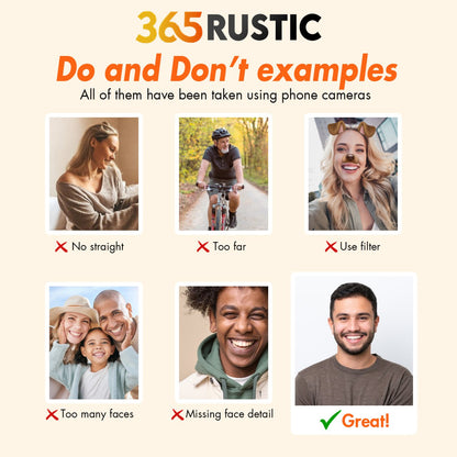 365RUSTIC do and don’t examples for phone camera photos showing correct and incorrect portrait shots
