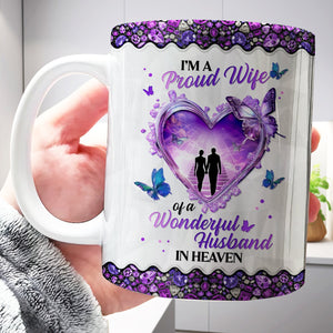 365Gifty personalized memorial mug for wife with purple heart portrait butterflies proud wife text